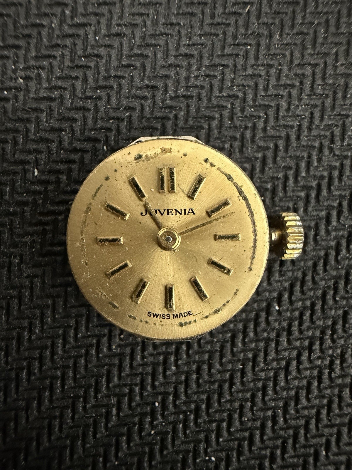 Vintage Juvenia 17J Ladies Gold Dial Movement Swiss For Parts