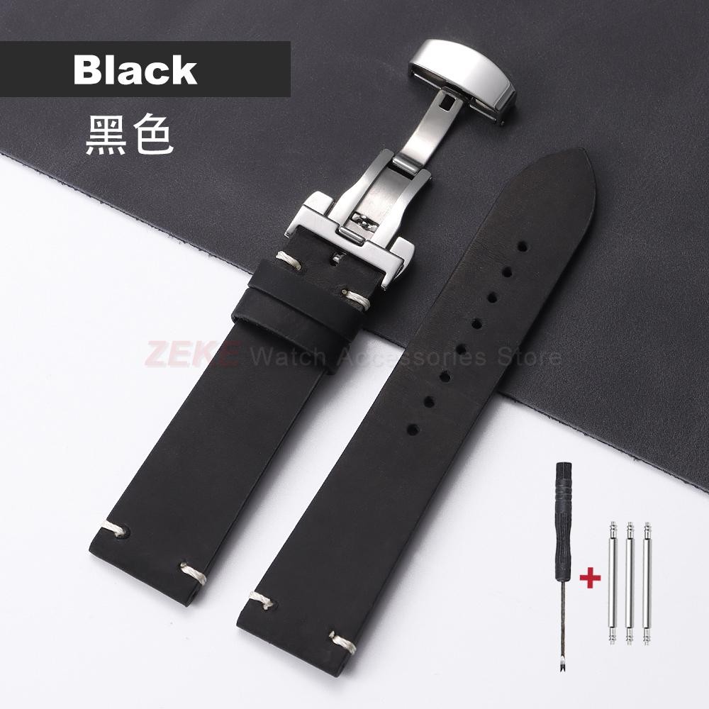 18mm 20mm~24mm Vintage Oil Wax Genuine Calfskin Leather Watch Straps Universaler