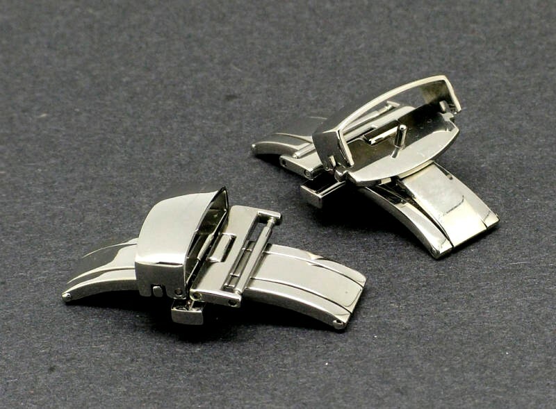 2Pcs 22mm Silver Deployment Deployant Watch Strap Clasp For Leather Watch Strap