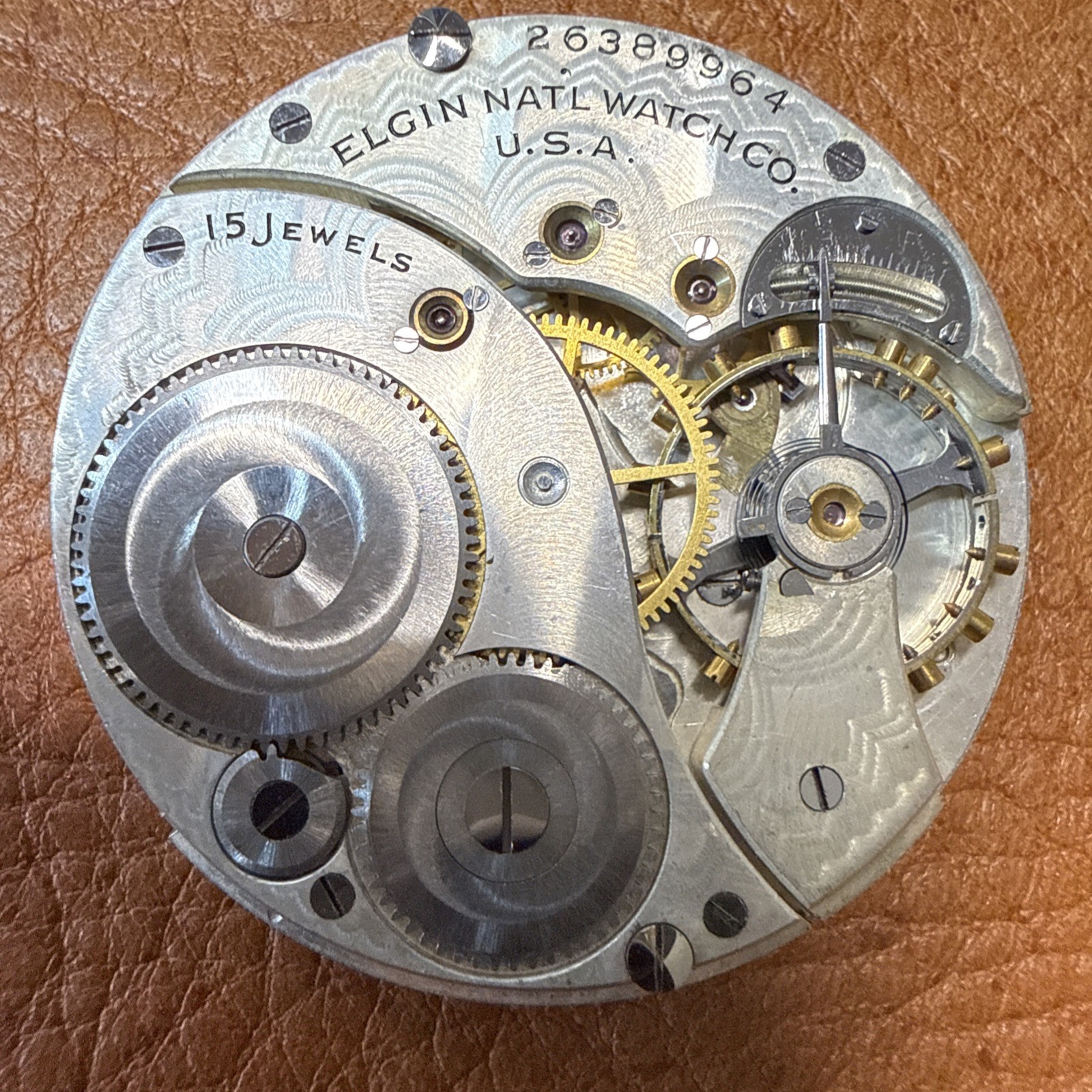 1920’s Elgin Grade 315 15 J Pocket Watch Movement For Repair Or Parts
