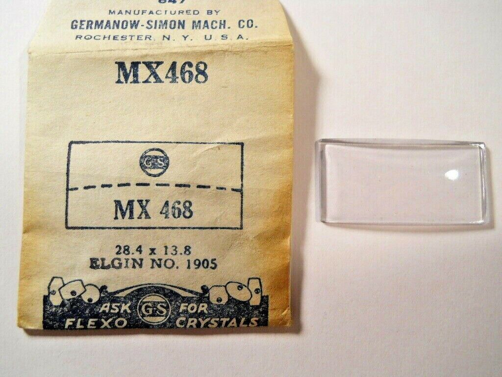 GS MX468 PMX468 Watch Crystal Fit Elgin 1905 – 28.4 x 13.8 mm Replacement Repair