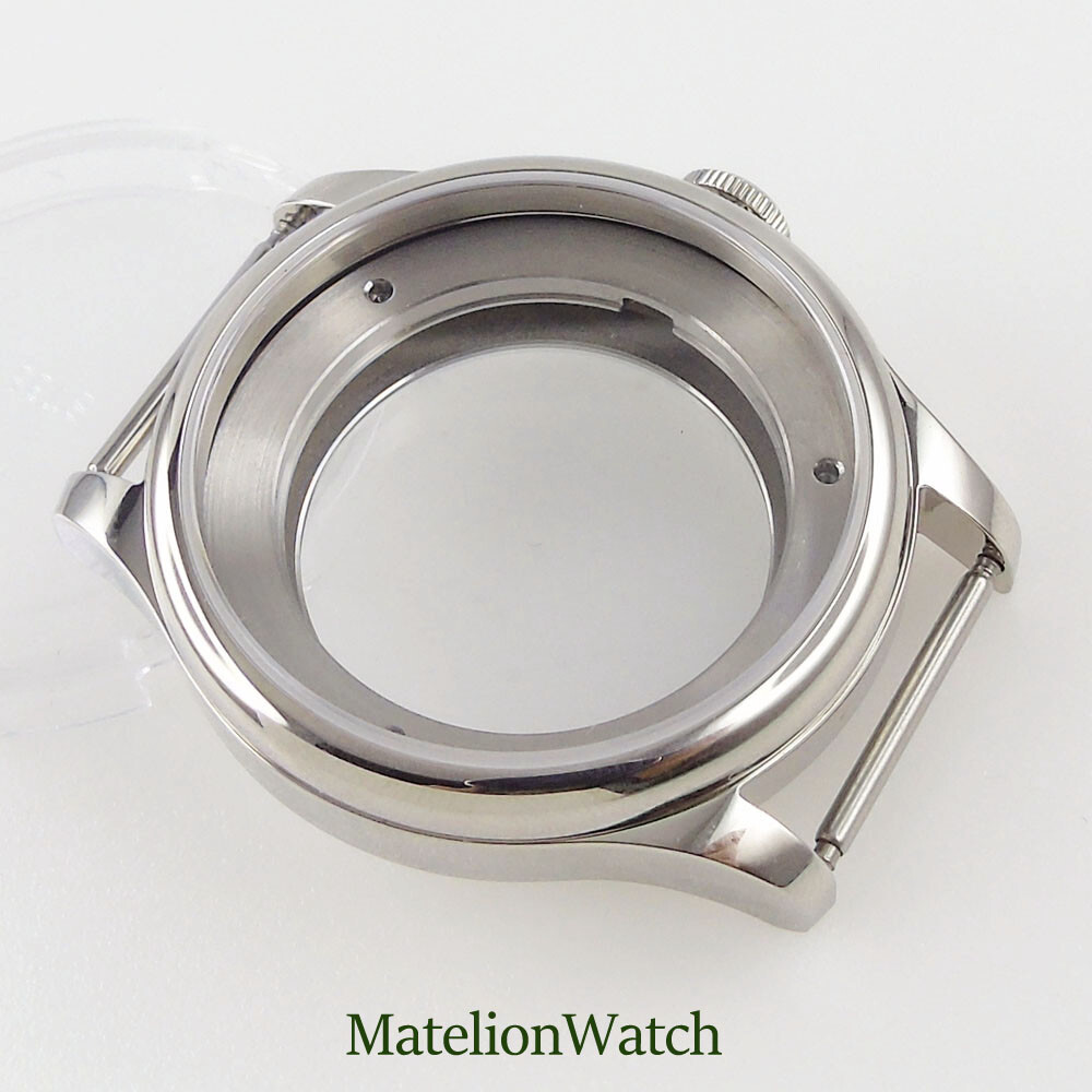 39mm Silver Watch Case Spare Parts Fit For Miyota 8215 821A 2813 Sapphire Glass
