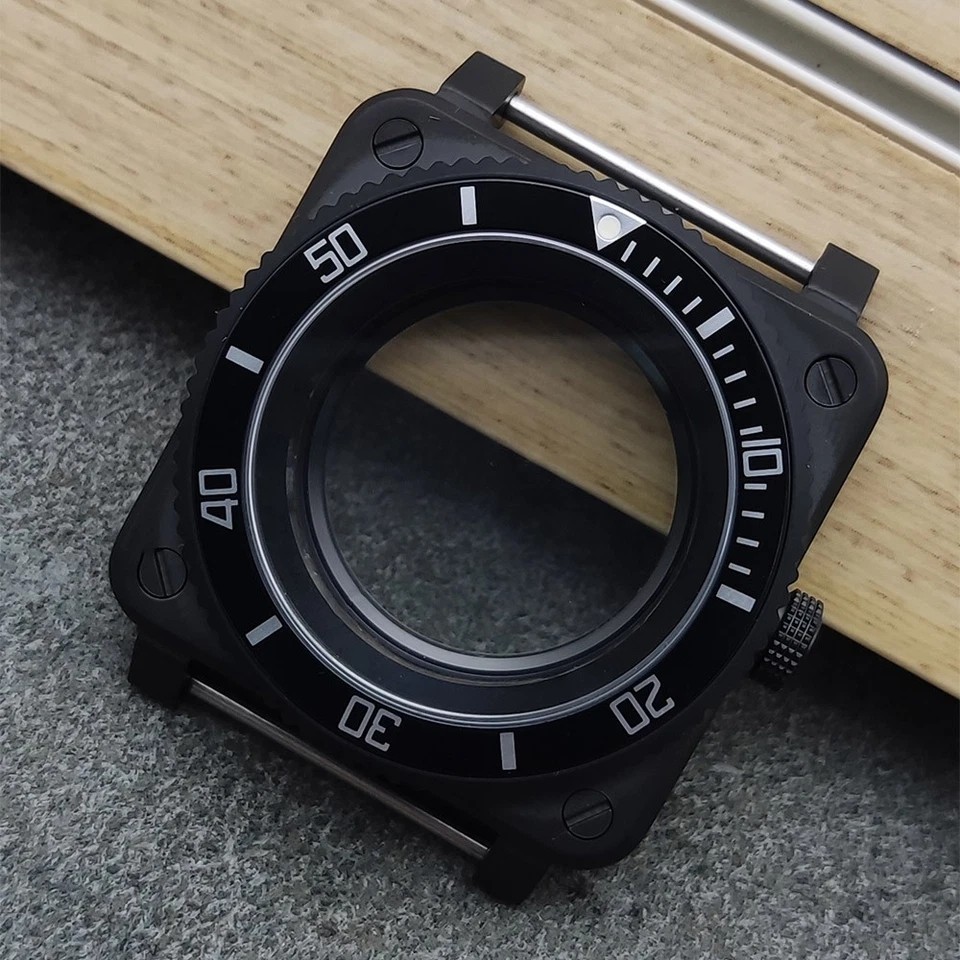 42mm Stainless Steel Square Watch Case Sapphire Glass For NH35/NH36 Movement