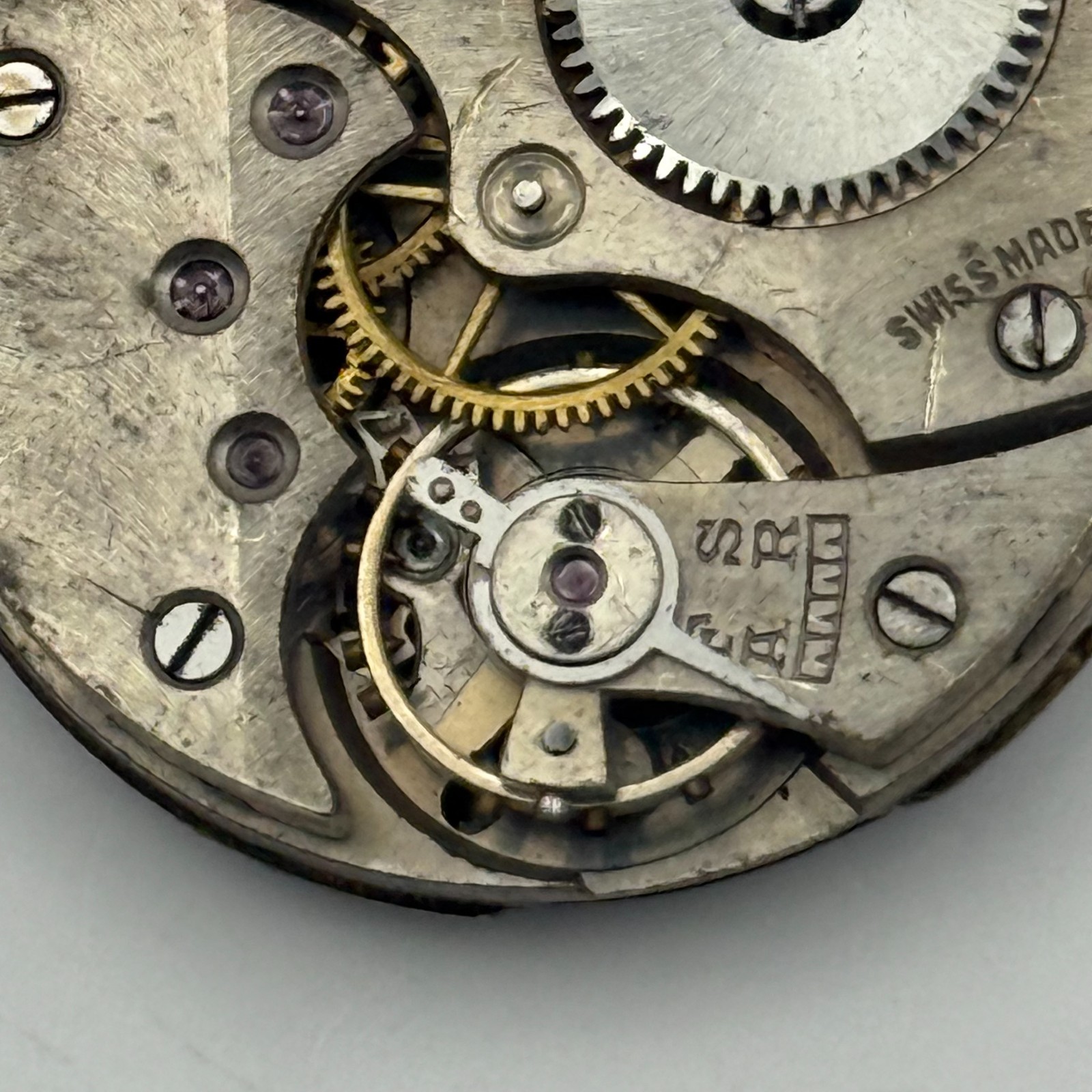 15 Jewels Trench Watch Movement Sub Seconds Swiss Manual Wind Vintage Parts 27mm