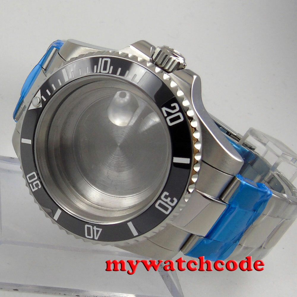 Small 38mm black ceramic bezel sapphire glass Watch Case fit NH35 NH36 movement