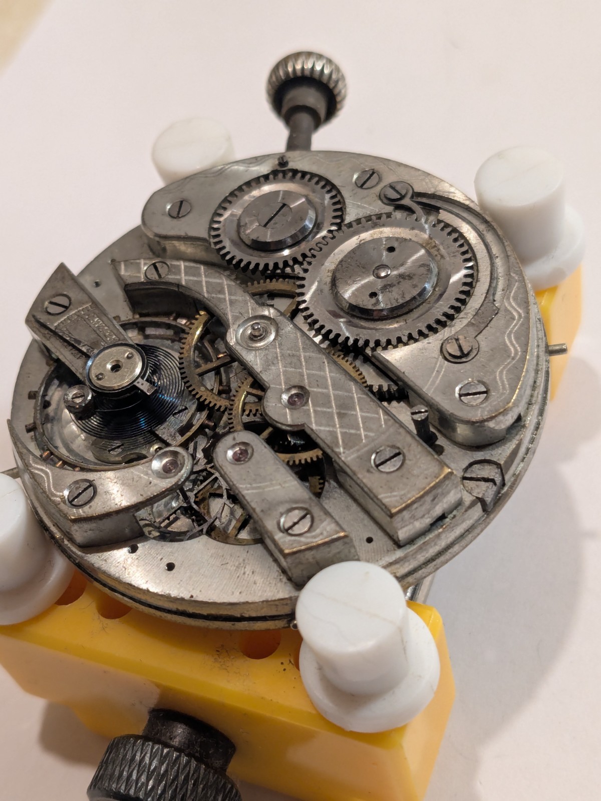 Big 28s 53+mm Triple Date + Antique Pocket Watch Movement Runs Unbranded