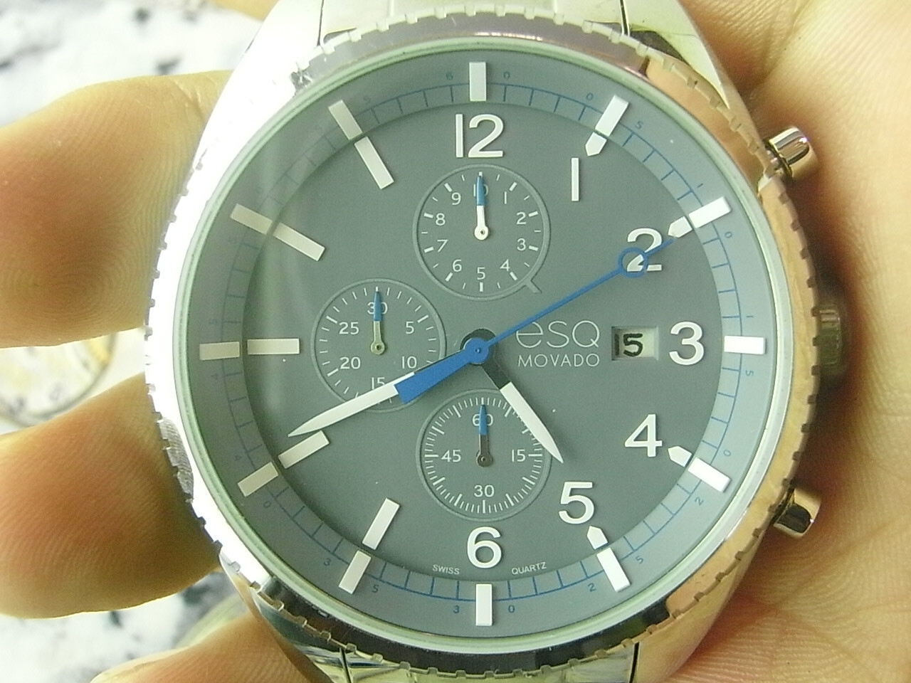 44MM ESQ BY MOVADO CATALYST CHRONO SALESMAN SAMPLE DEMO WATCH (without movement)