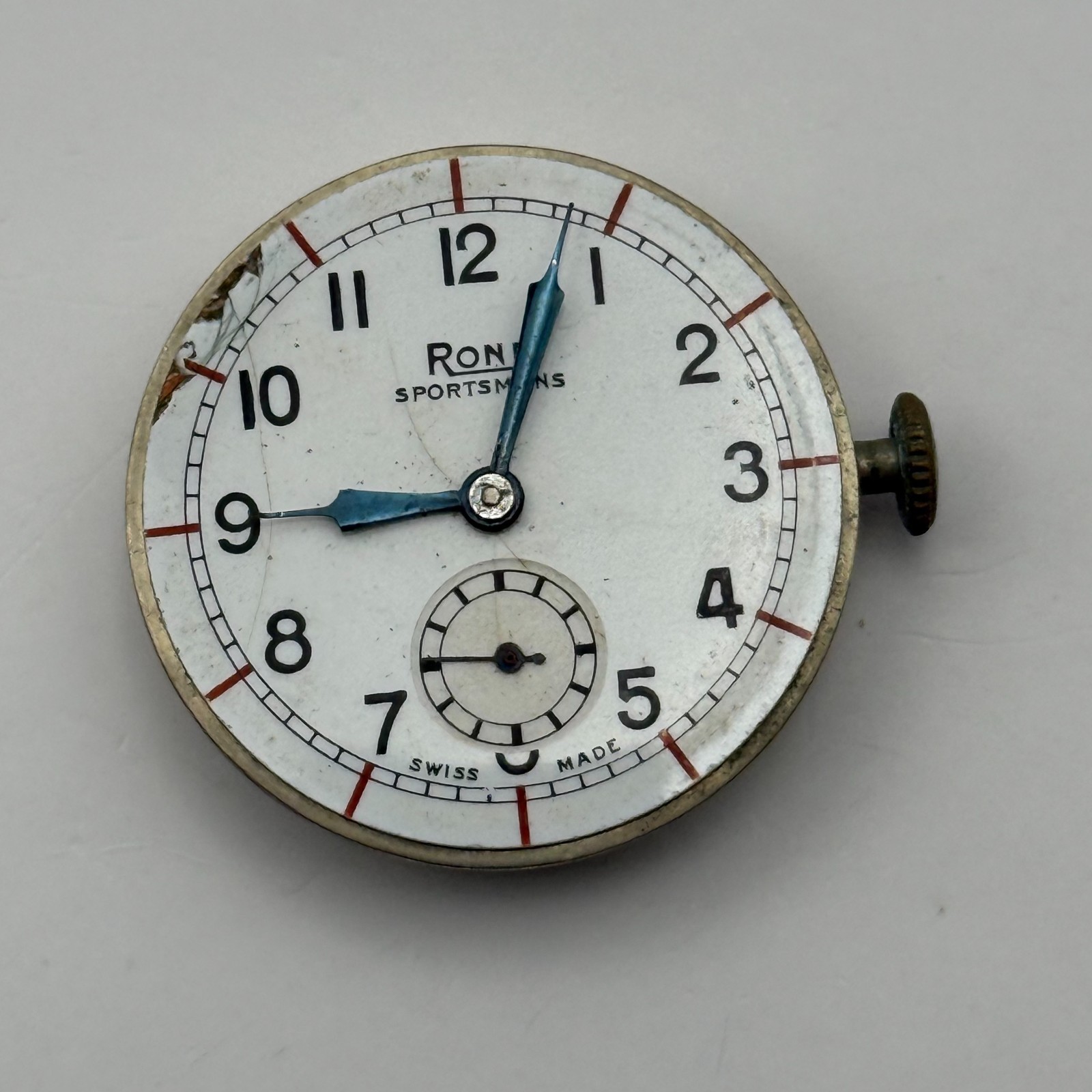 Rone 1050 Watch Movement Rone Sportsman Sub Seconds Swiss Manual Wind Parts 25mm