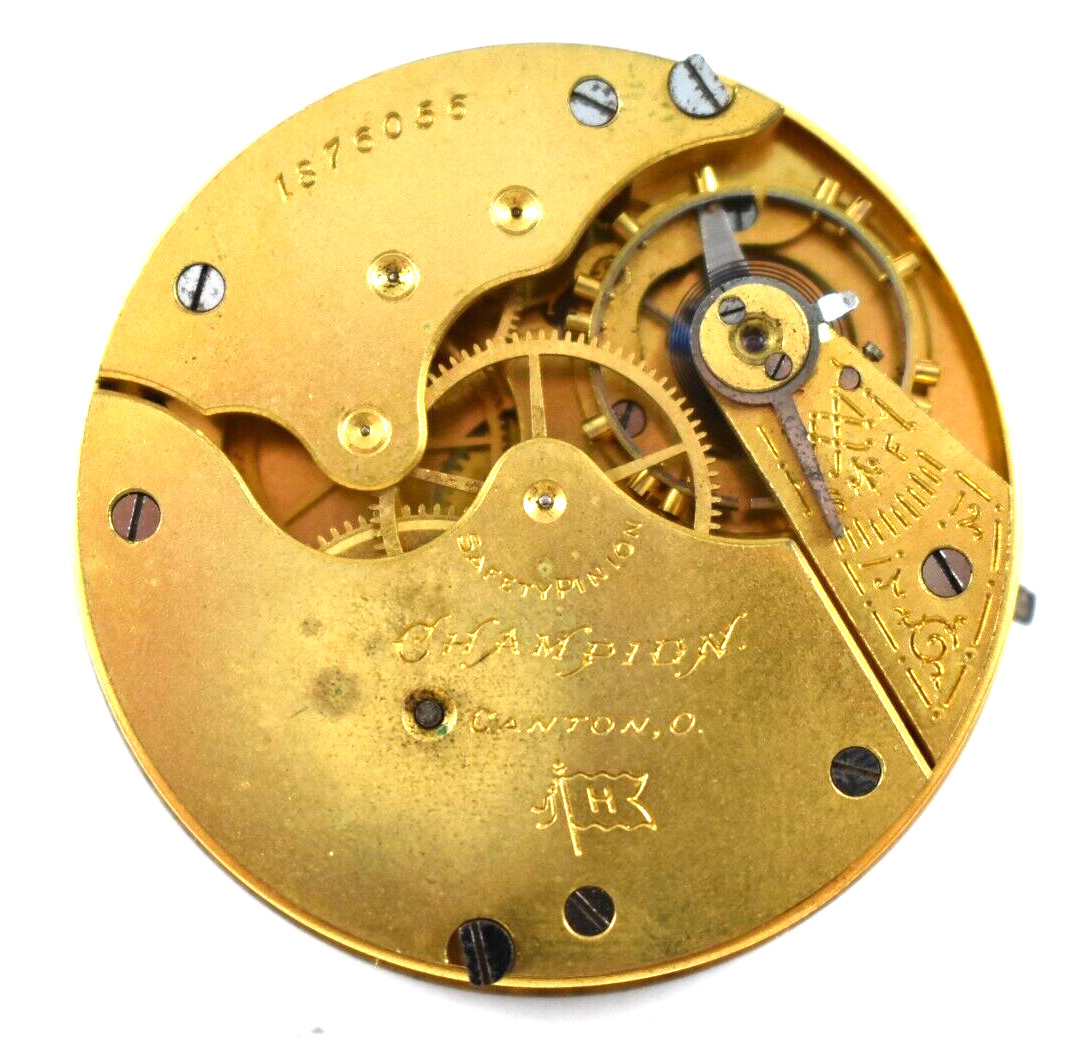 Vintage Hampden Champion H 16s 7J OF Pocket Watch Movement lot.ff