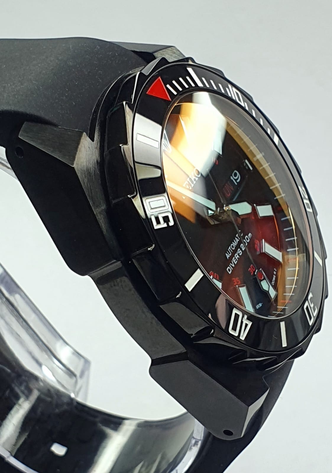 New Unworn SawtoothSeiko Bloodmoon Mod RED Sapphire Ceramic Glass Back