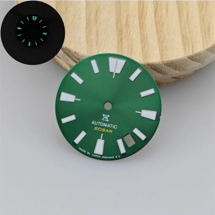 28.5mm Retro Watch Dial Green Luminous for Nh35 Nh36 Movement Watch Parts