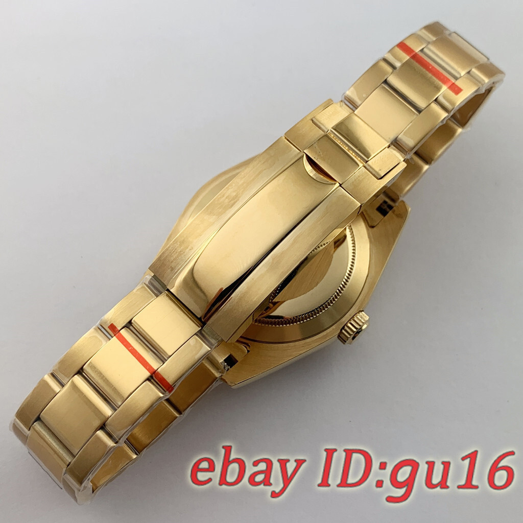 36mm/40mm Gold Oyster strap Watch case Fit NH35 NH36 ETA 2824/2836 Miyota 8215