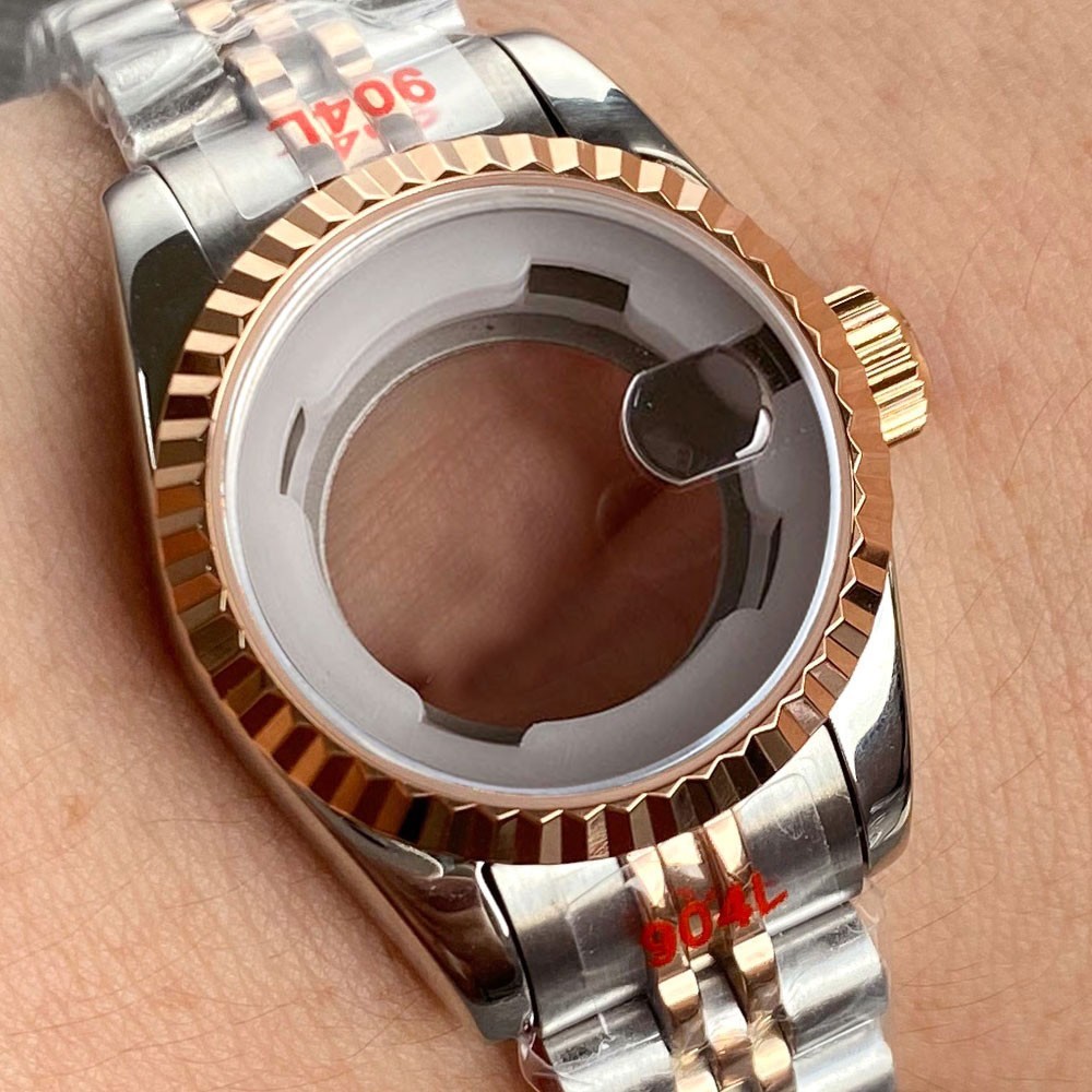 31mm Jubilee Watch Case Fit NH05A Auto Movement Fluted Bezel Sapphire Glass