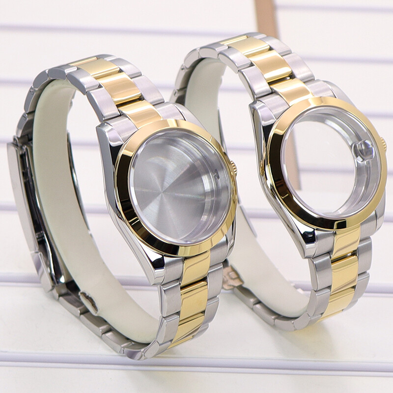 36mm/40mm Gold And Silver Watch Case Oyster Strap For Seiko Nh35 Nh36/38Movement