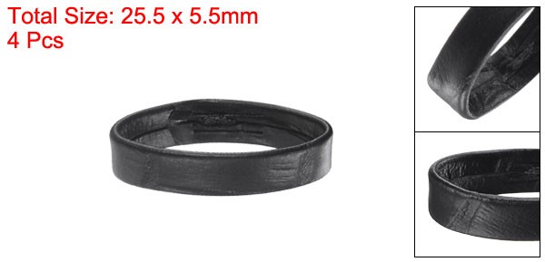 4 Pcs PU Leather Loops Retaining Ring for 21mm Width Watch Band, Black