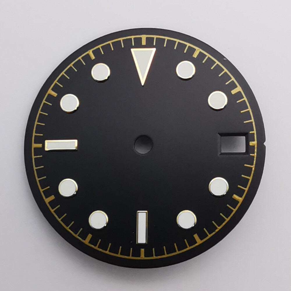 28.5mm black blue green white luminous sterile watch dial fit NH35 movement