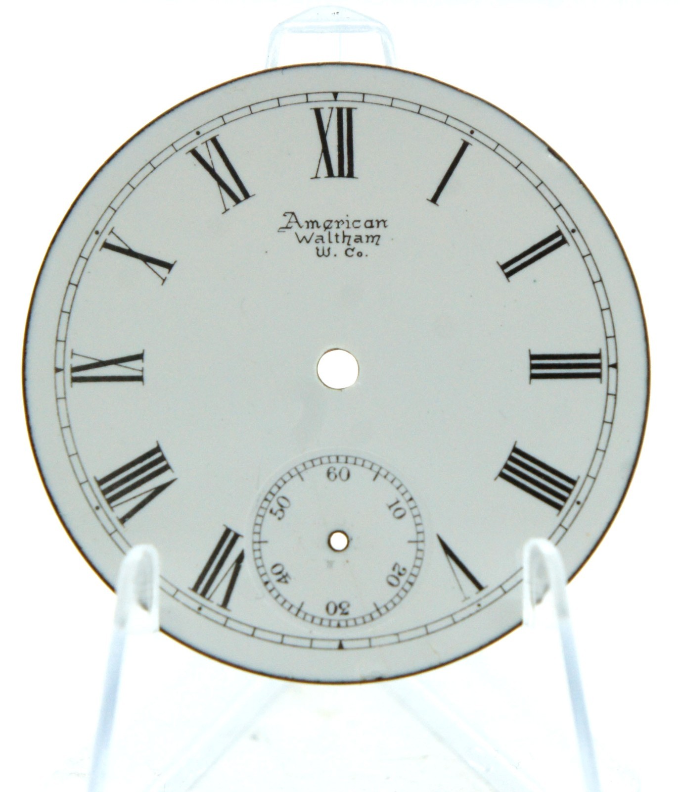 NICE 42 mm VINTAGE POCKET WATCH DIAL AMERICAN WALTHAM W CO ROMAN NUMERALS