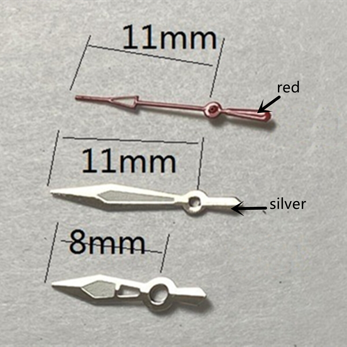 11mm Red Second Hand Silver Trim Watch Hands for Miyota 2315 2035 2036 2115 2305