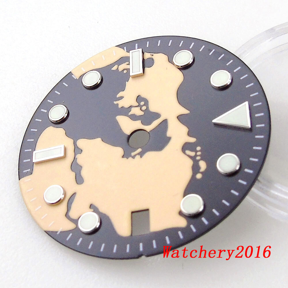 Bliger 29MM Full Luminous Watch Dial Fit NH34 NH34A GMT Automatic Men Watch Date