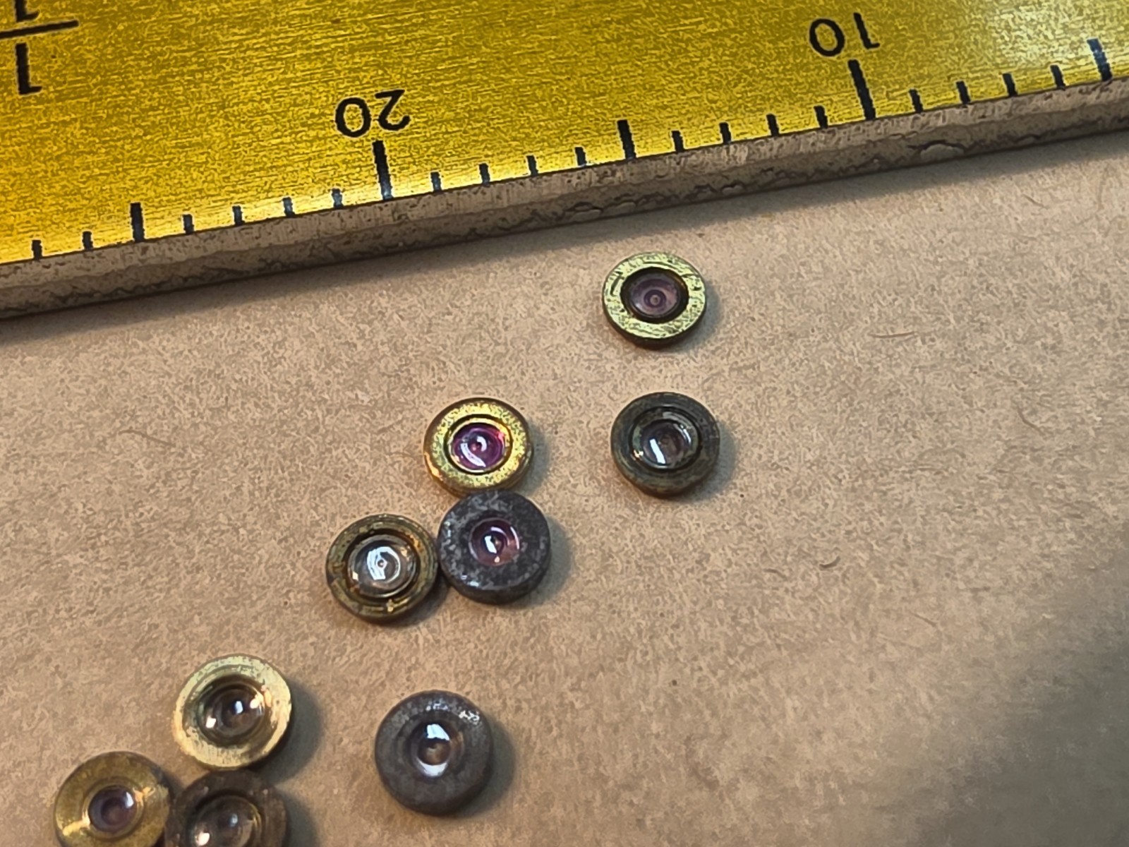 Lot Of 9 NOS Elgin 6s Pocket Watch Balance Hole Jewels-Diameters 2.10-2.13mm