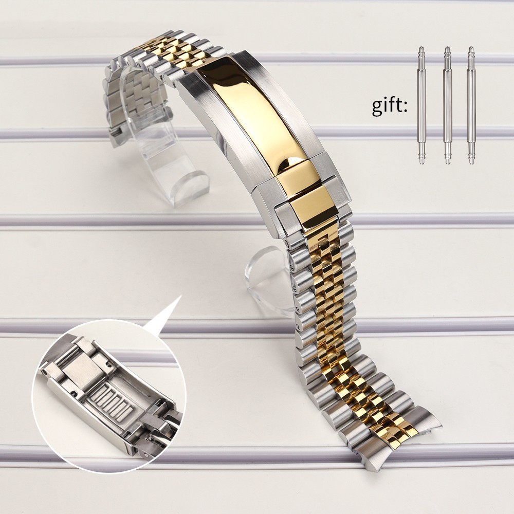 FEIYASHI 20mm Stainless Jubilee Bracelet Sliding Locking Buckle For R-Watch Case