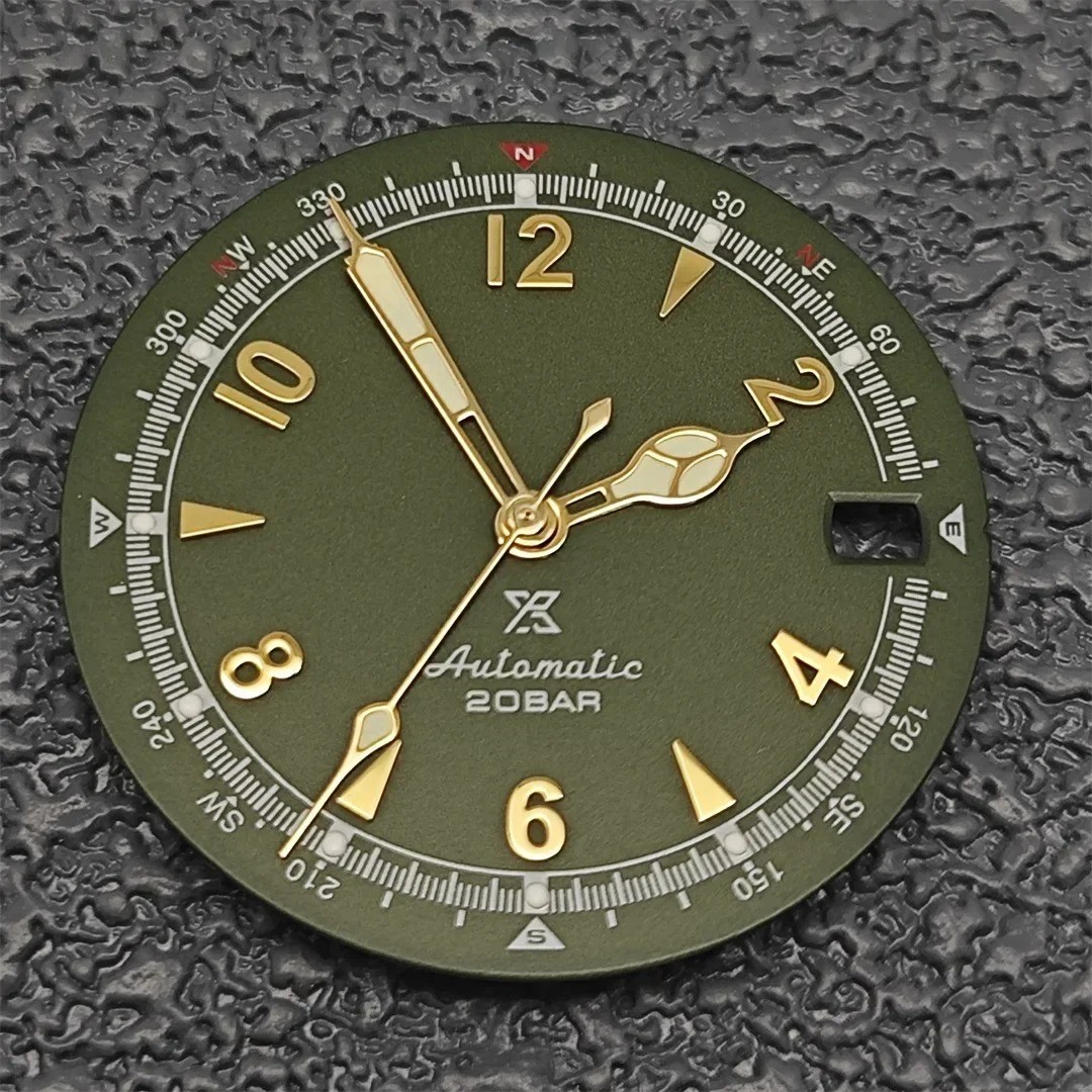 28.5mm Olive Green Watch Dial Green Luminous Face for NH35 4R35 Movement