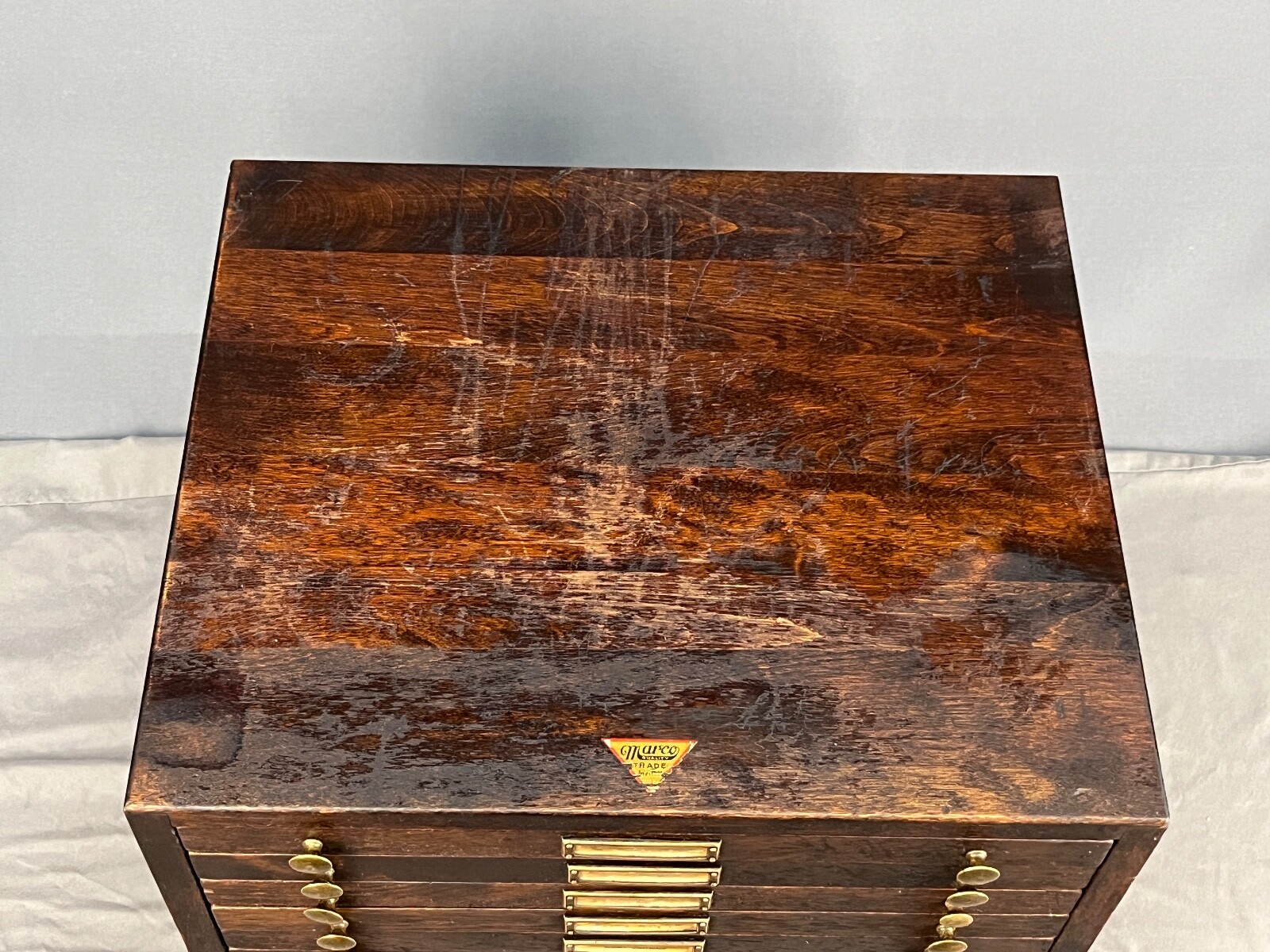 Antique Marco Table Top Mahogony Watch Case 10 Drawers and 1540 Slots + Parts