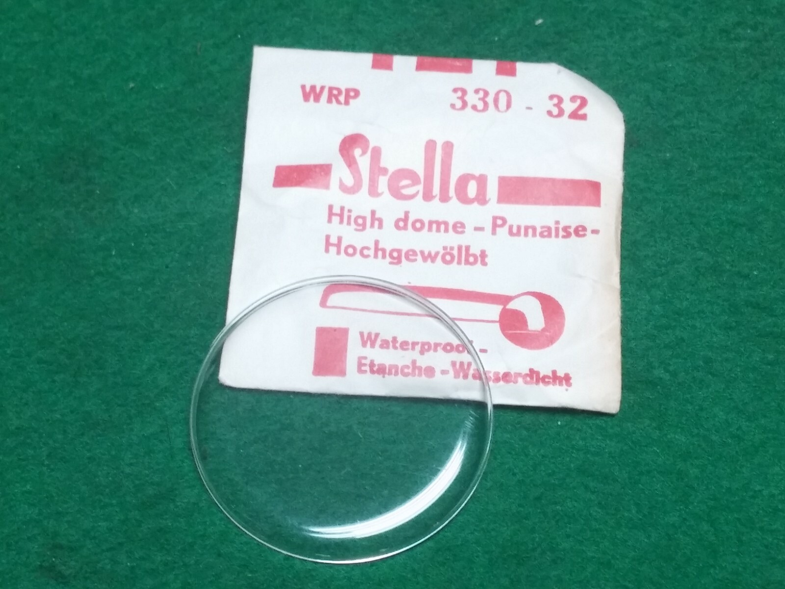 Vintage Stella WRP High Dome Watch Acrylic Crystal–Choose Size