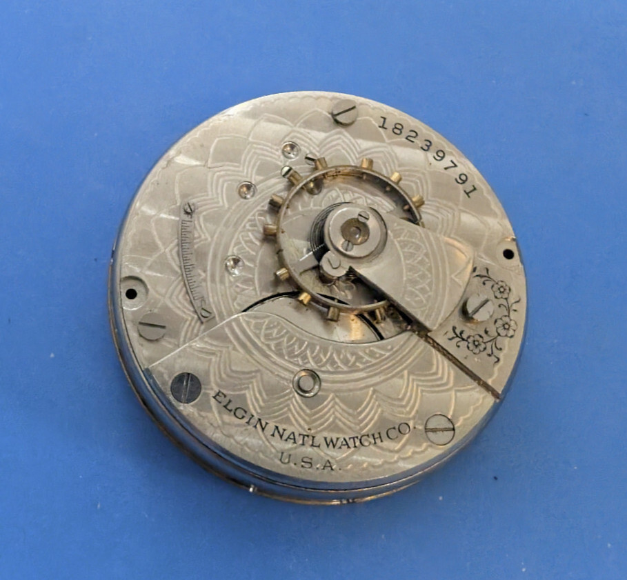 VINTAGE 18 SIZE ELGIN GRADE 288 POCKET WATCH MOVEMENT FOR PARTS