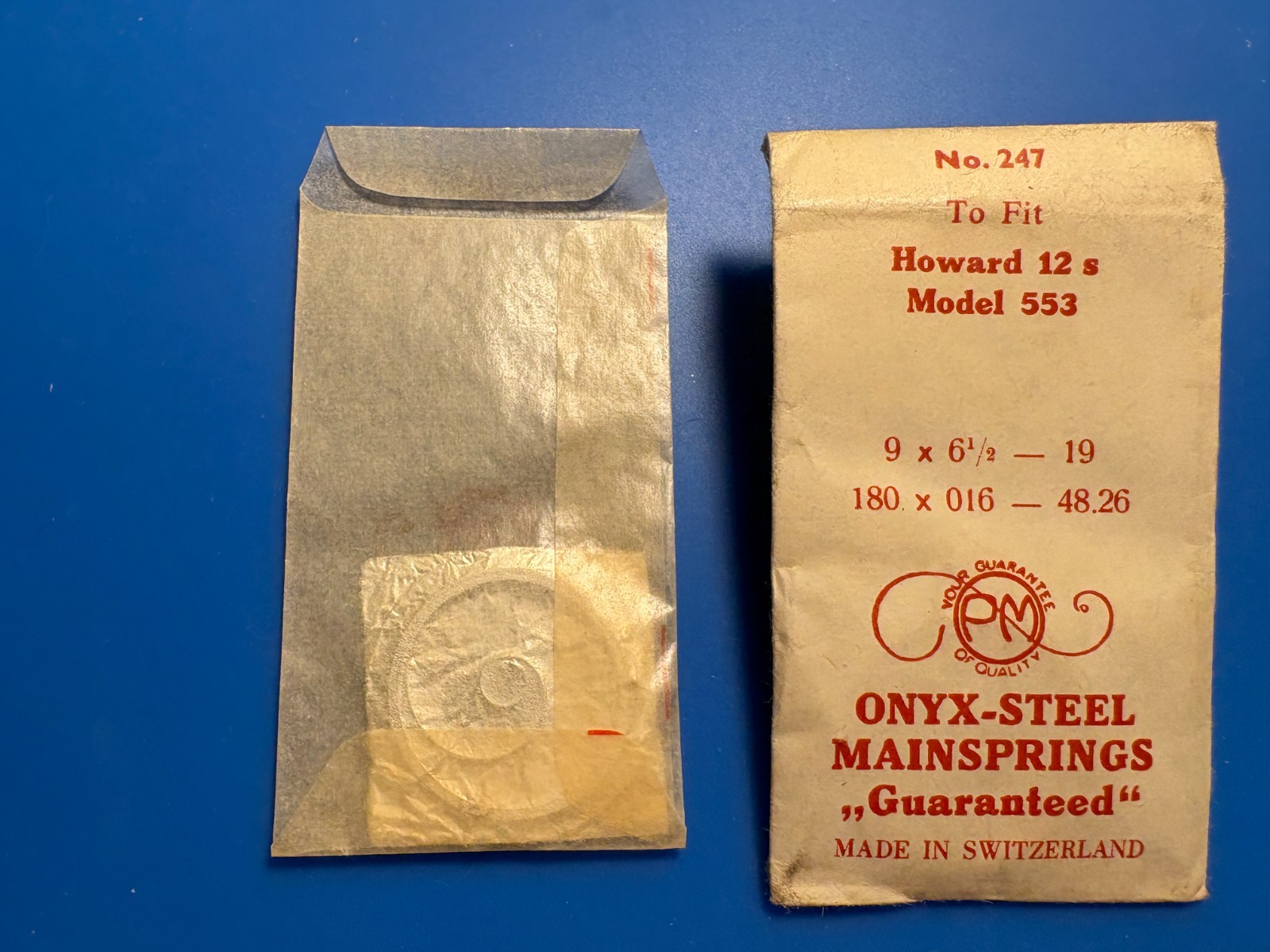 Vintage Swiss Onyx-Steel Mainspring for Howard 12s Model 553 – NOS