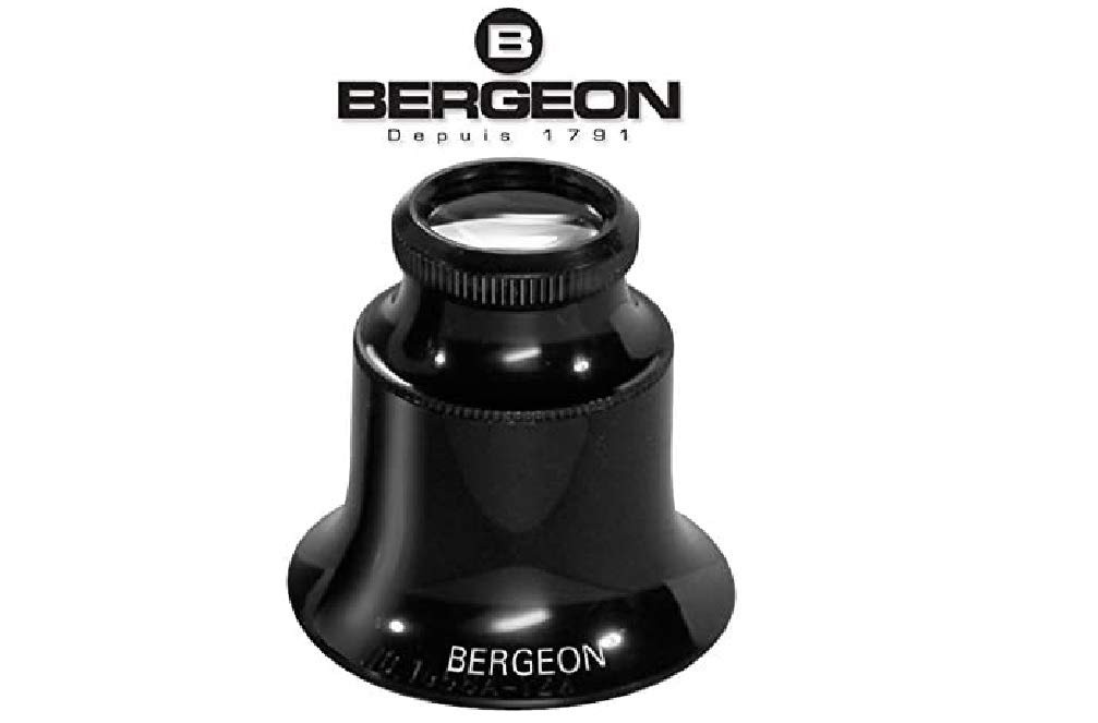 Bergeon 1458-A-15 Watchmakers Double Lens Eyeglass Loupe 15x Medium, Black