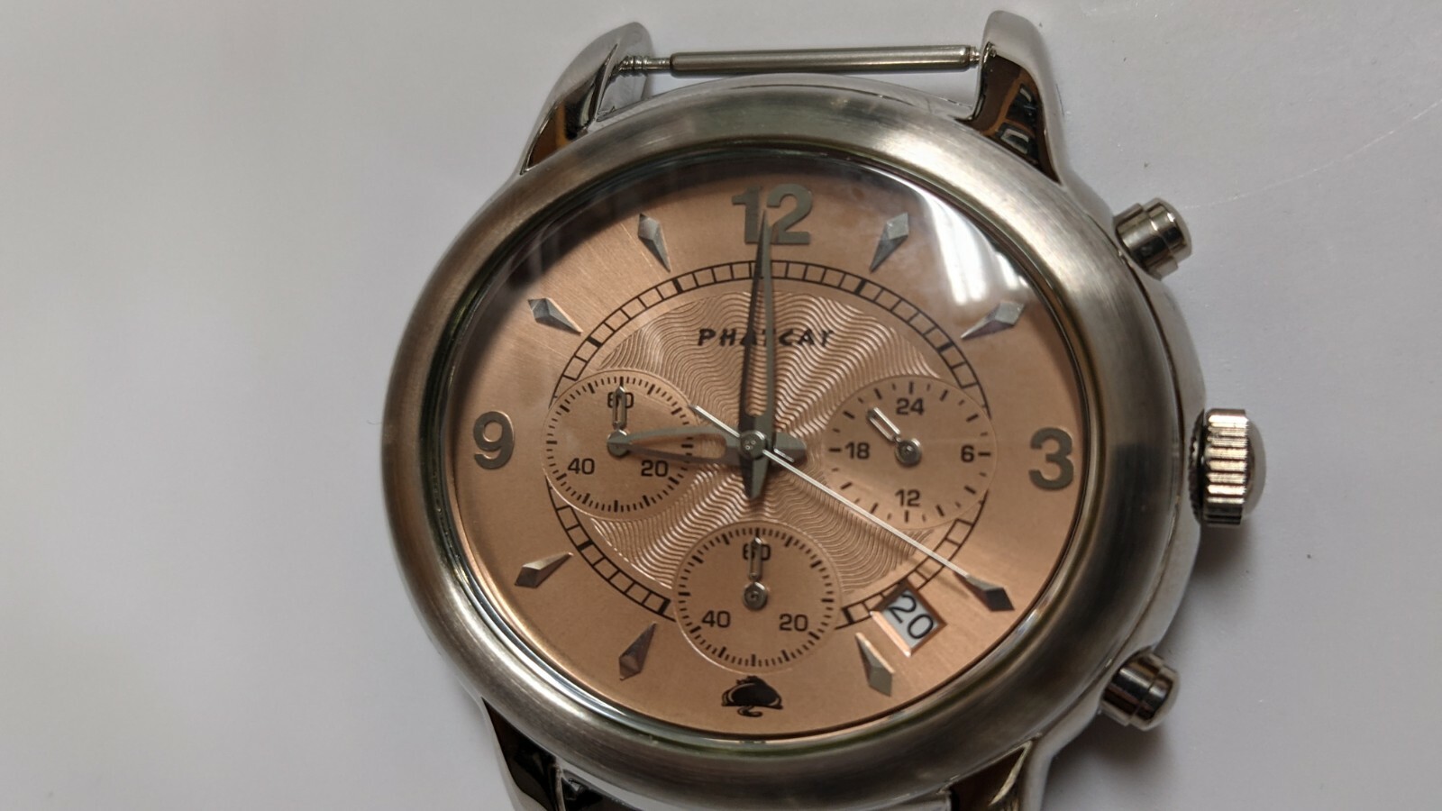 NEW VD53 Chrono Movement, with S/S case, dial, hands, date, black band PHATCAT