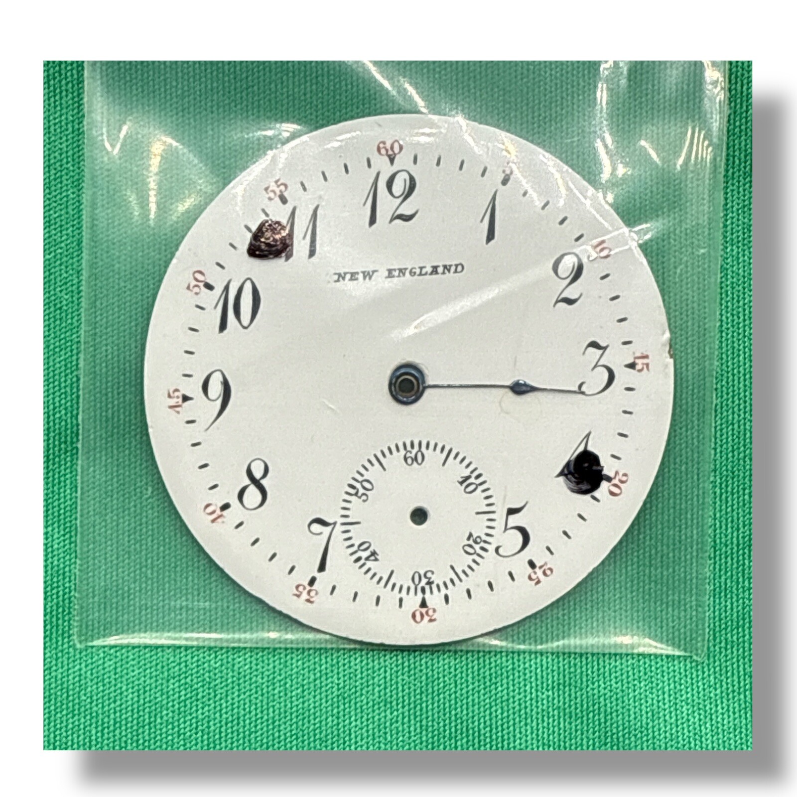 New England Pocket Watch Dial 16s 42.3 mm w/ Hand Arabic Seconds 10.8 MD4 Read!