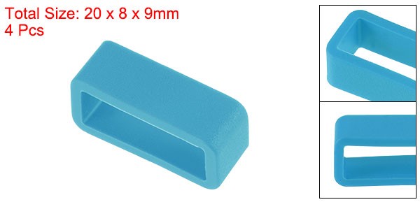 Watch Band Strap Loops Silicone for 16mm Width Watch Band, Turquoise Blue 4 Pcs