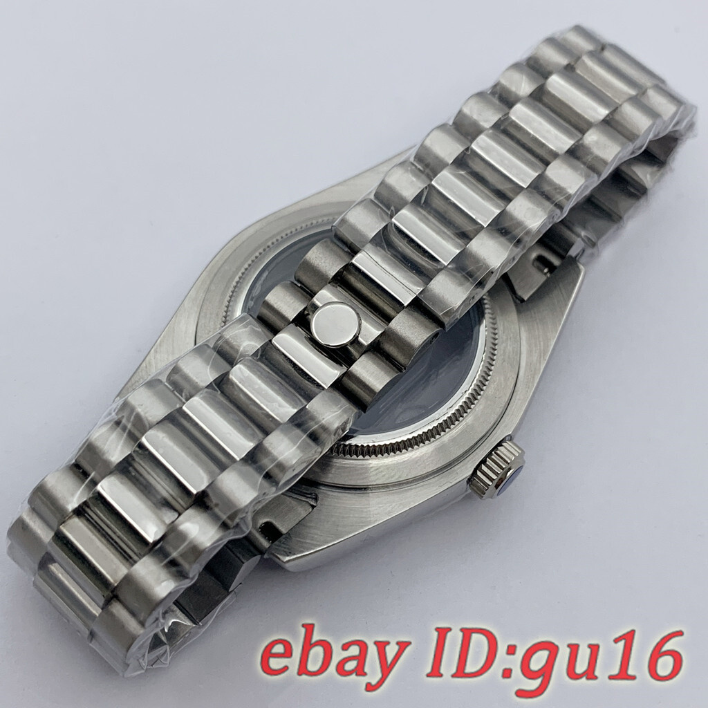 36mm/40mm NH35 NH36 Miyota 8215 ETA 2836 2824 Silver Watch Case President Strap