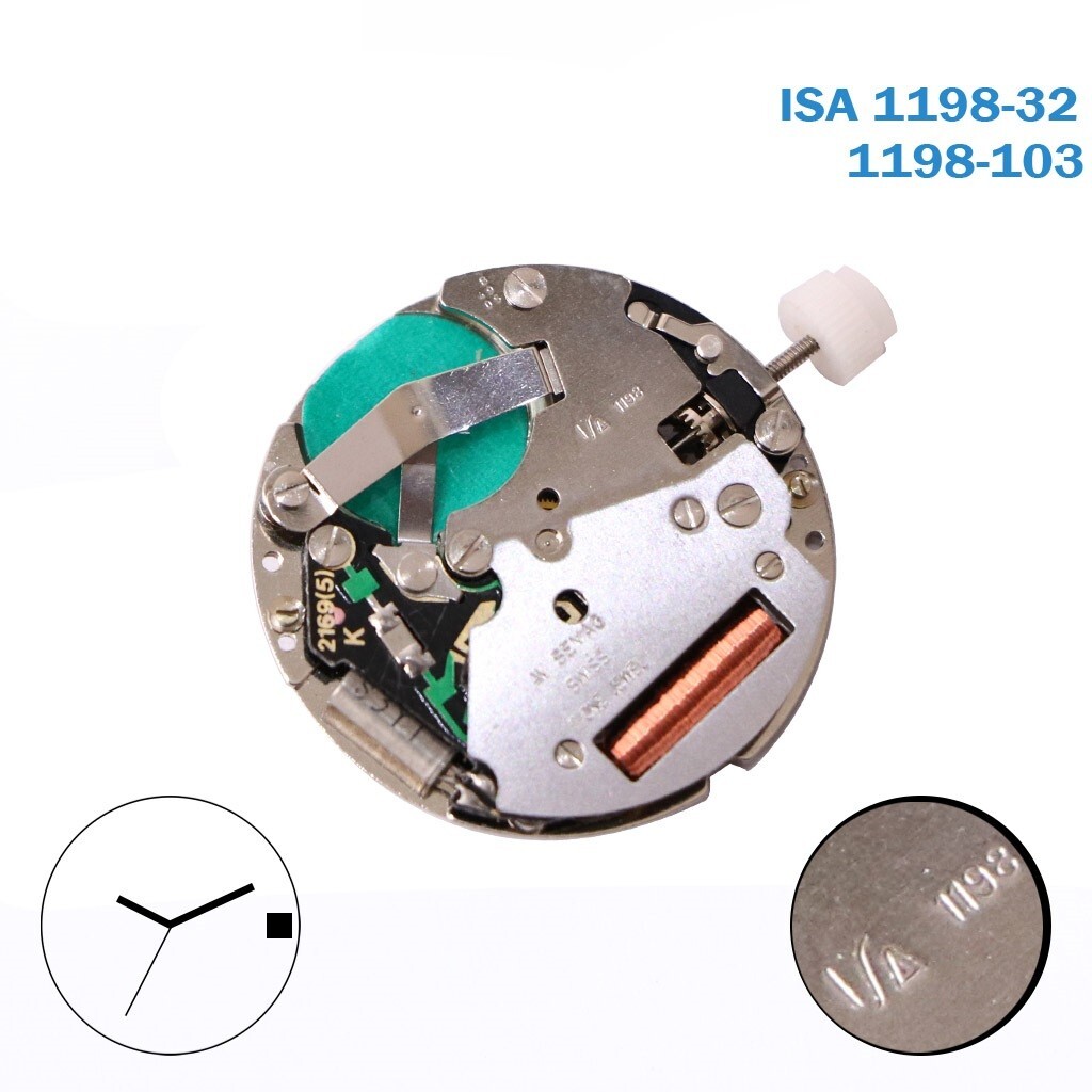ISA Swiss movement 1198-32/1198-103, White Date Disk at 3 (CSP2).