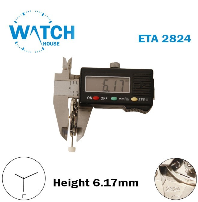 ETA 2824-Swiss Movement-Blue Date Disk At 6-H:6.17mm-3 Hands-Automatic.