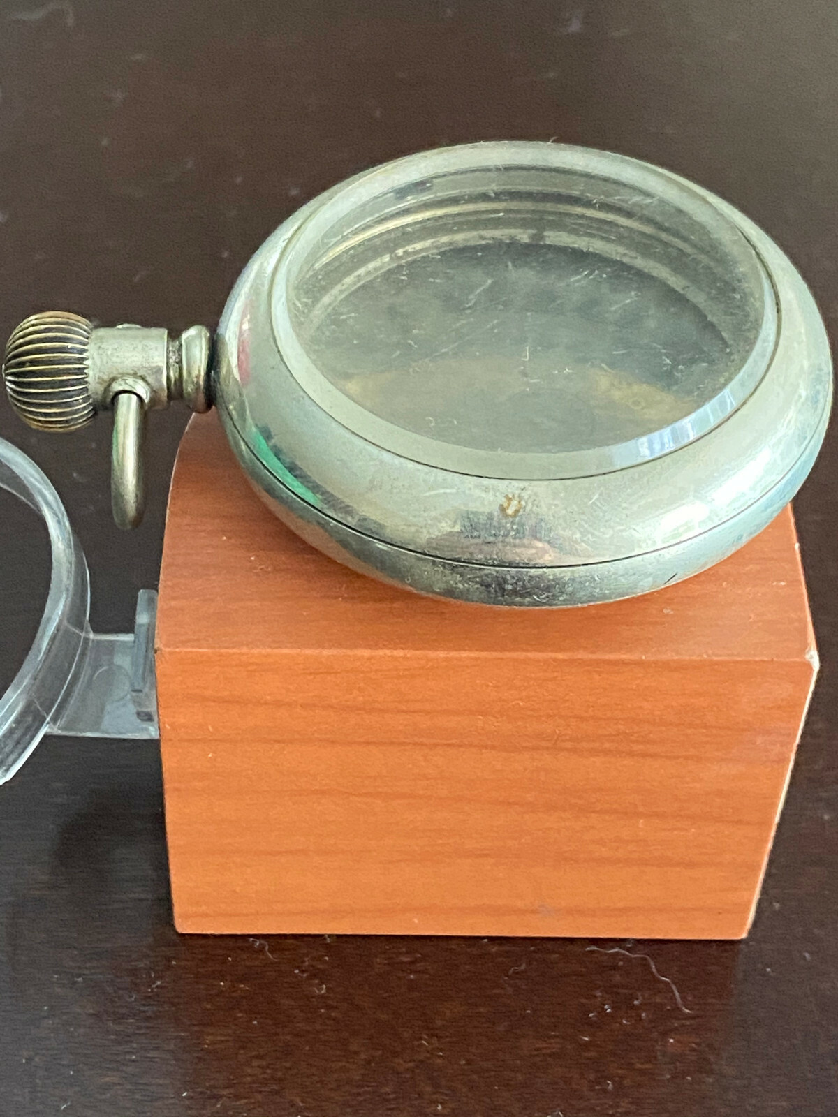 VINTAGE 18S POCKET WATCH CASE ONLY. CHOO CHOO ON BACK, LEVER SET , SILVERODE