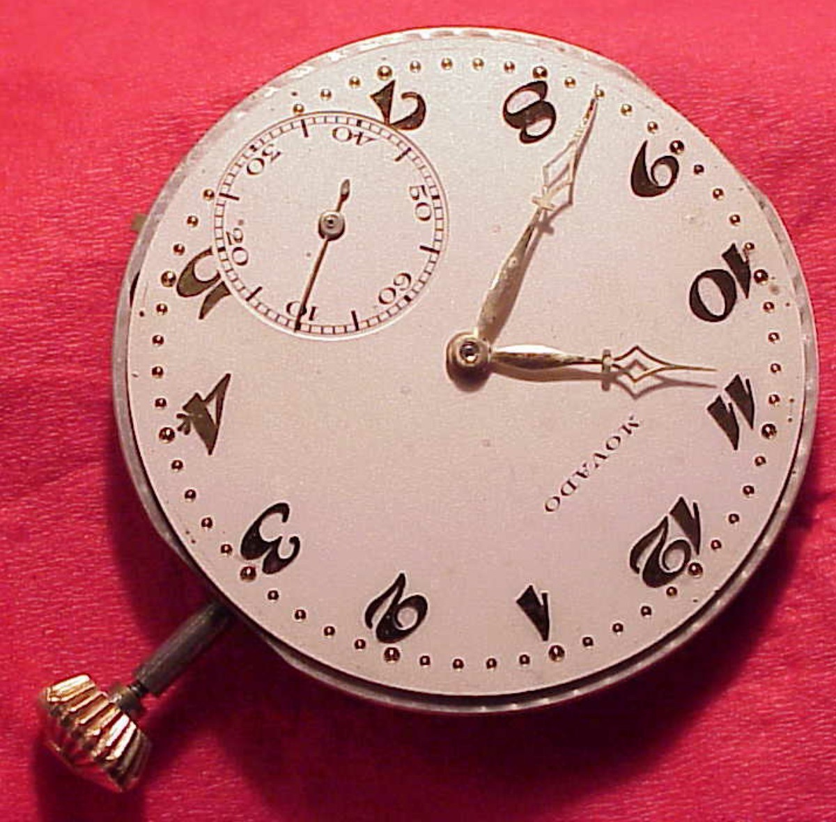 Antique 43MM Movado 15 JEWELS HUNTING MOVEMENT POCKET WATCH RUNS ON WINDING