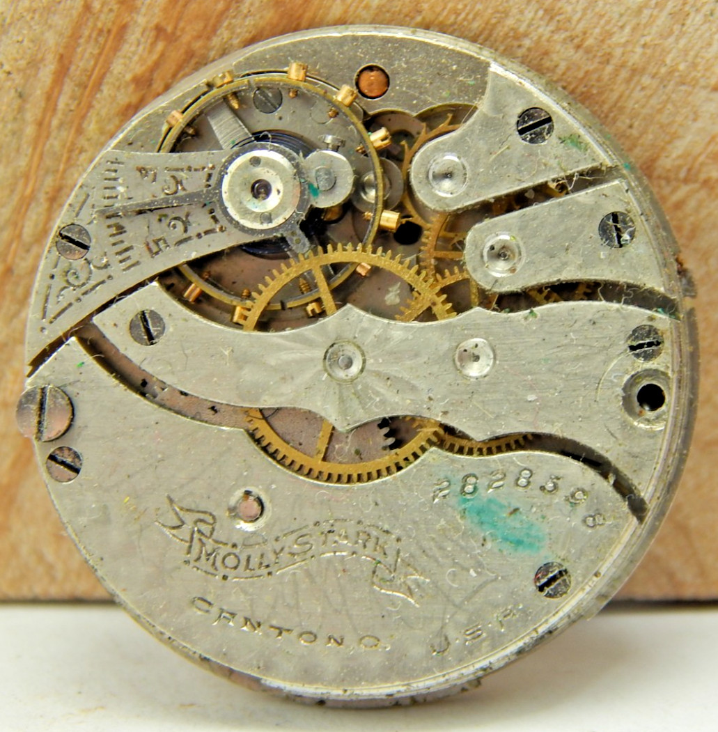 Antique 1911 Hampden Molly Stark size 3/0 7 jewel hunting pocket watch movement
