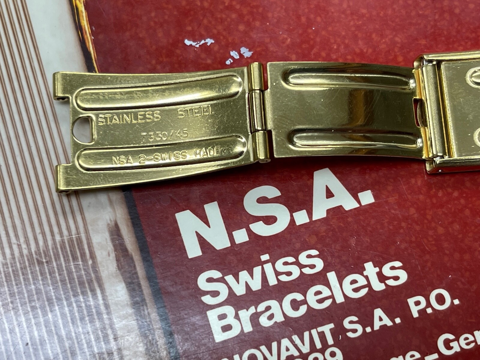 Vintage Certina NSA watch bracelet clasp New Old Stock 10mm opening yellow gold