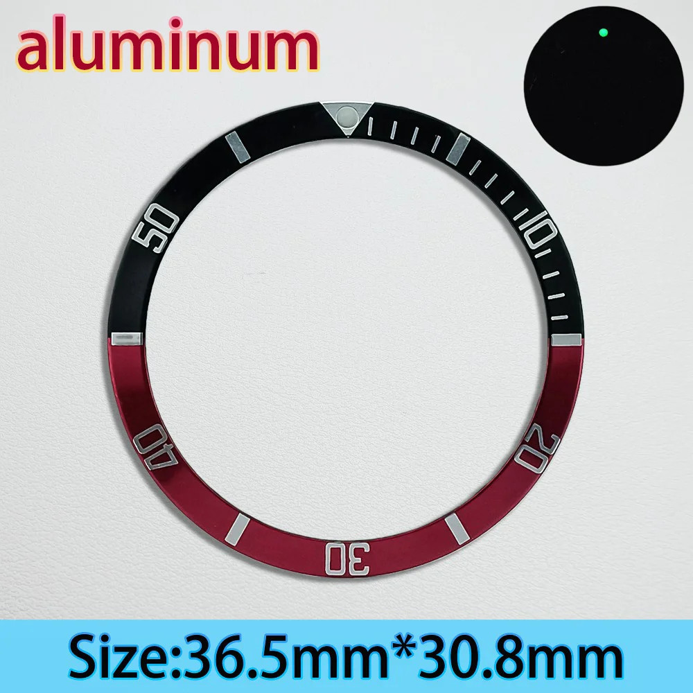 Aluminium Bezel Insert 36.5mm Green Luminous For NH35/36 Diving Ring