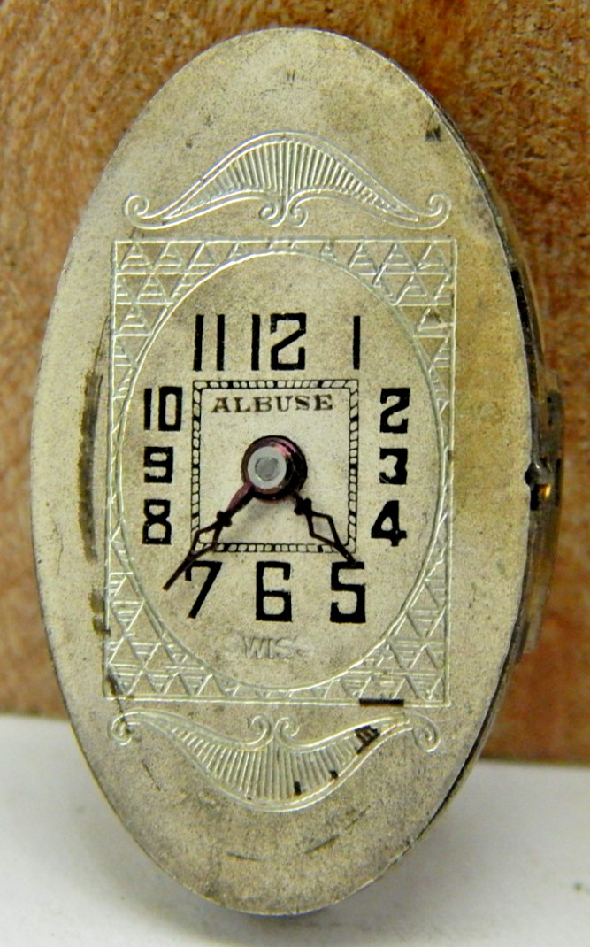Vintage Albuse 64A 15 jewel 2 adjustment art deco wrist watch movement with dial