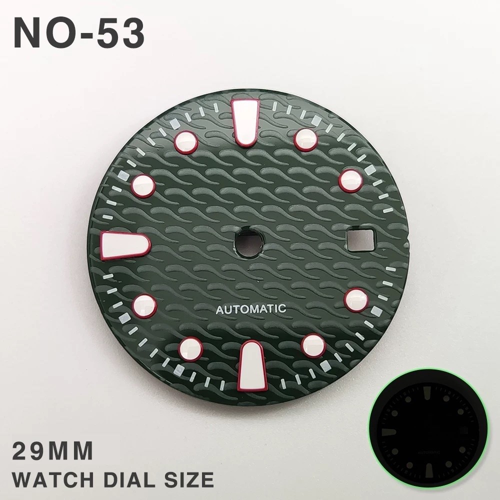 29mm Luminous Watch Dial Green Waves for 2813,8215,8200