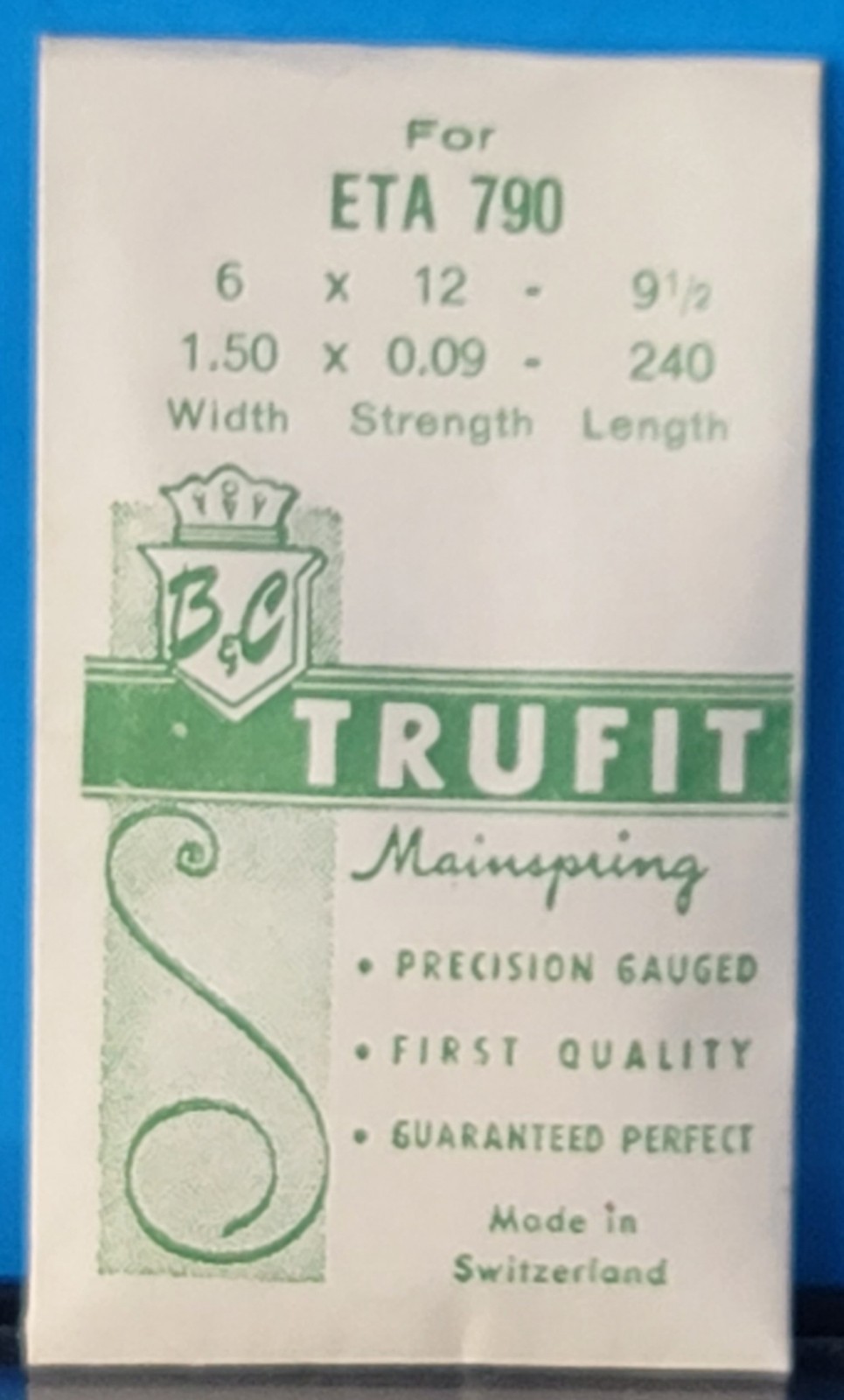ETA 790 Mainspring Trufit Replacement Watchmaker Repair Part NOS Swiss Made WB1g