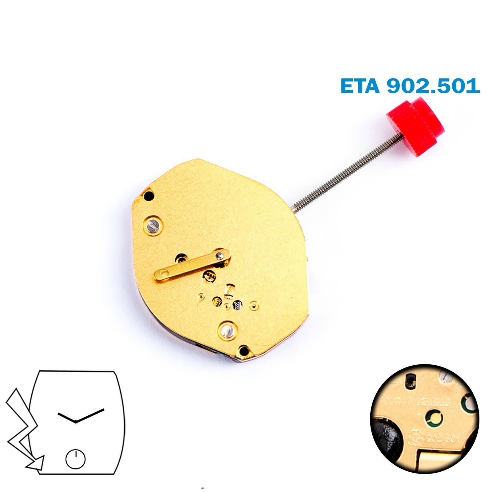 ETA 902.501 Swiss Made Quartz Movement, Chronograph at 6 , 2 Hands