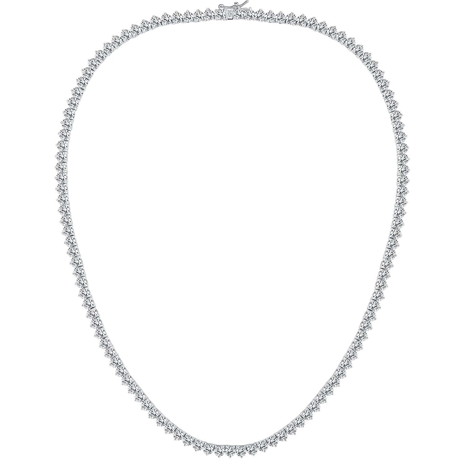 Gemsme 4mm Tennis Necklaces for Women – 3 Prong 18K White Gold Plated Round C…