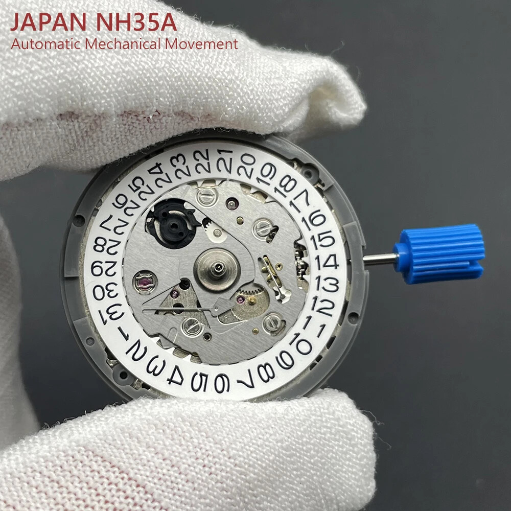 Mechanical Watch Movement NH35 NH35A 4R35 Parts 3H White Datewheel 24 Jewels