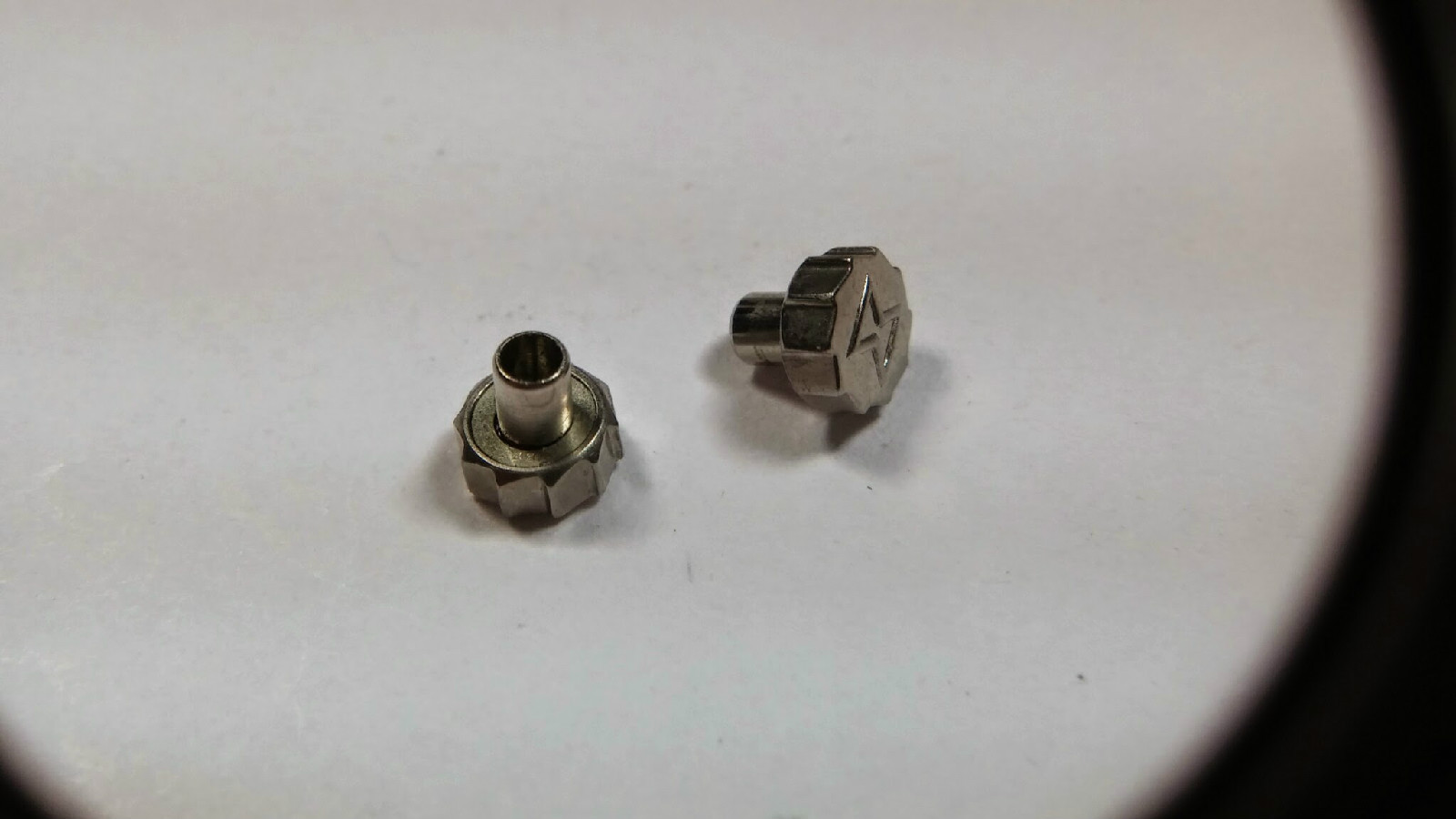Edox S/steel watch crown diameter 4.4mm, tube 2mm tap ten (0.9), watch part