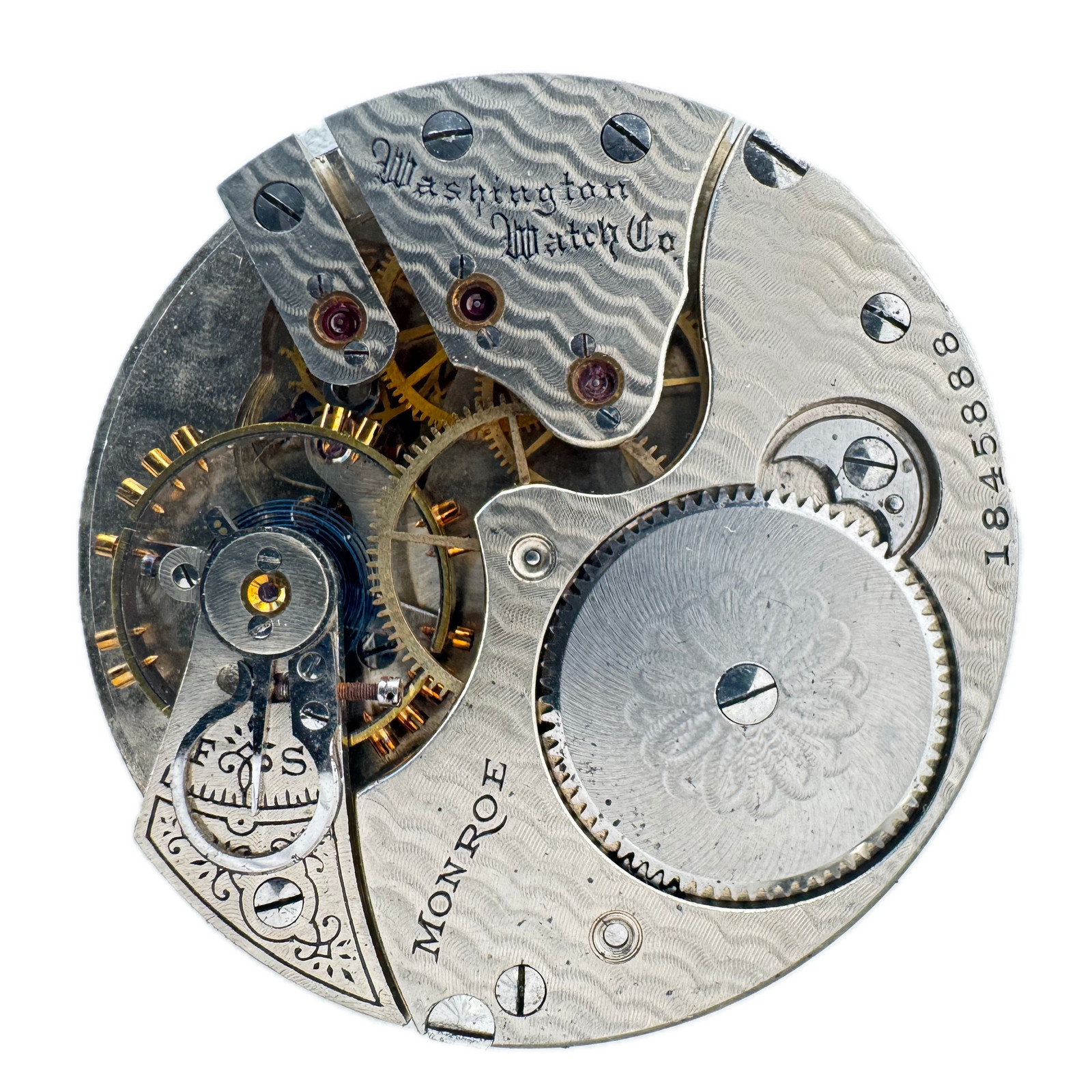 Antique 16s 1907 Washington Watch Co. Illinois Monroe Pocket Watch Movement 172